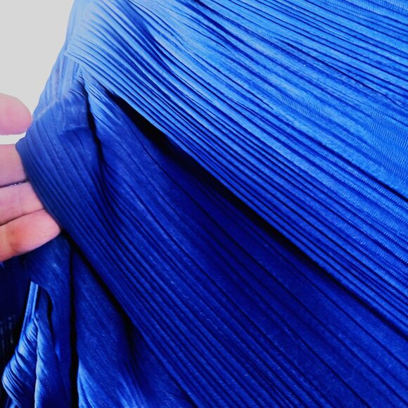 Chico's Travelers, Royal Blue Poncho Plisse Fabric Lightweight Fringe Hem S/M - Picture 8 of 16